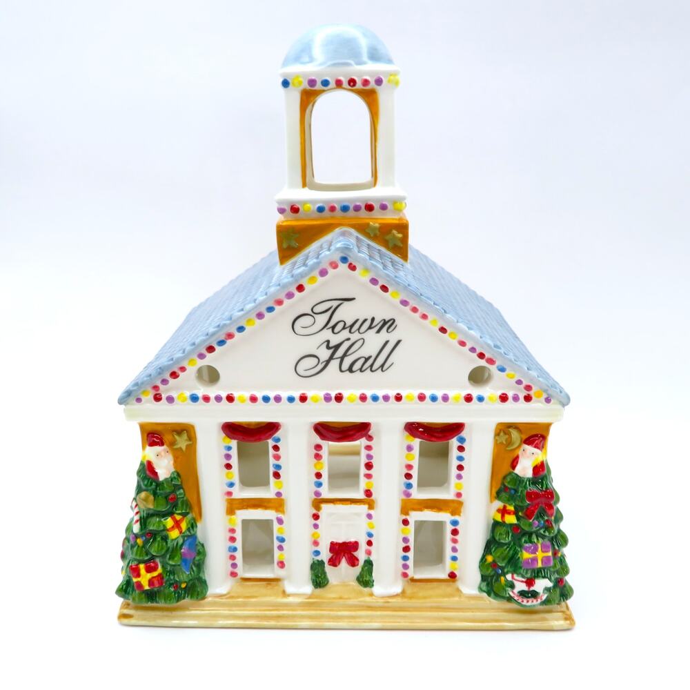 Spode World of Christmas Town Hall Tealight Candle Holder 2005 Hand Painted